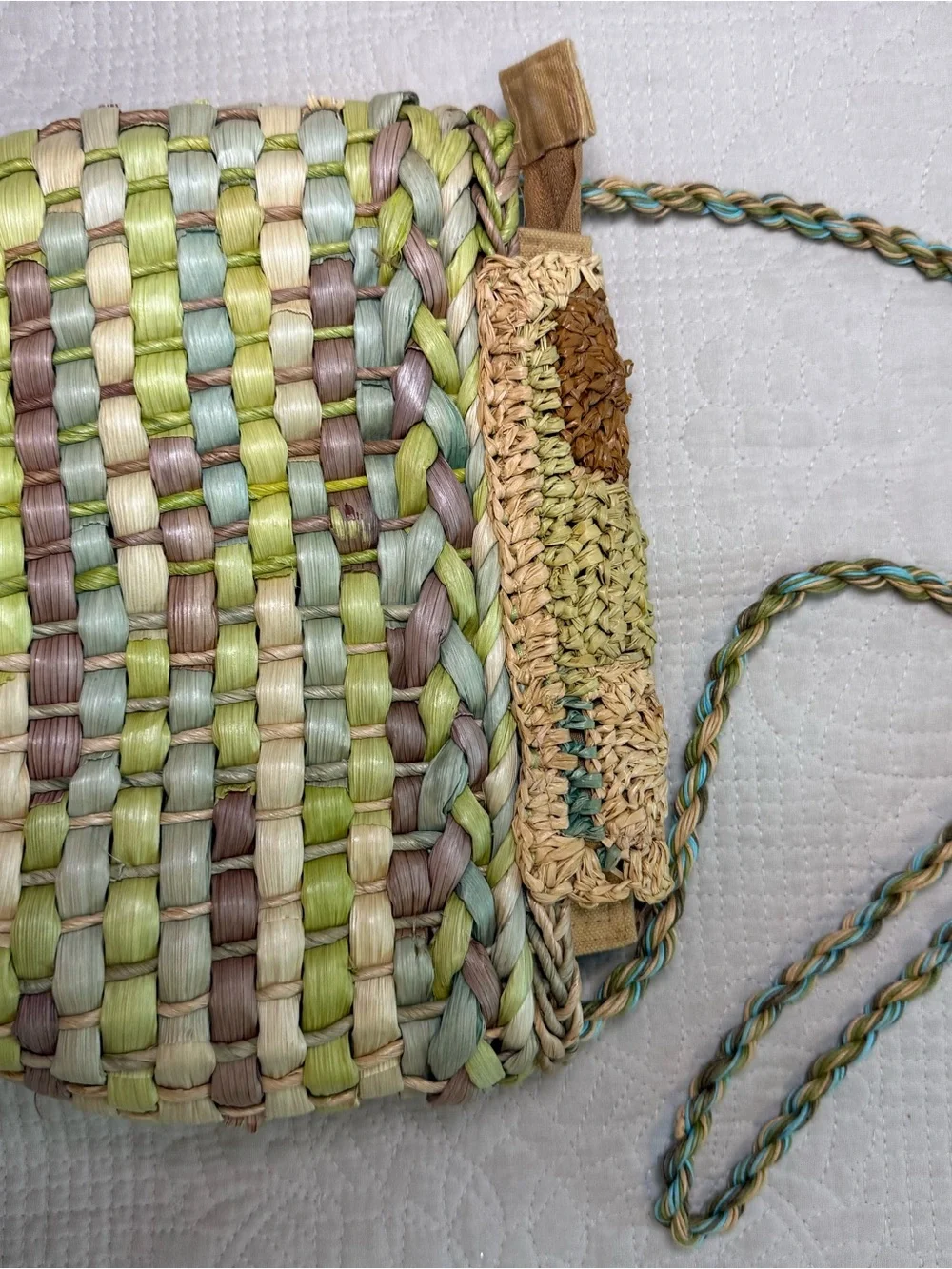 Capelli Straworld Multicolored Woven Straw Purse Boho Bohemian Style